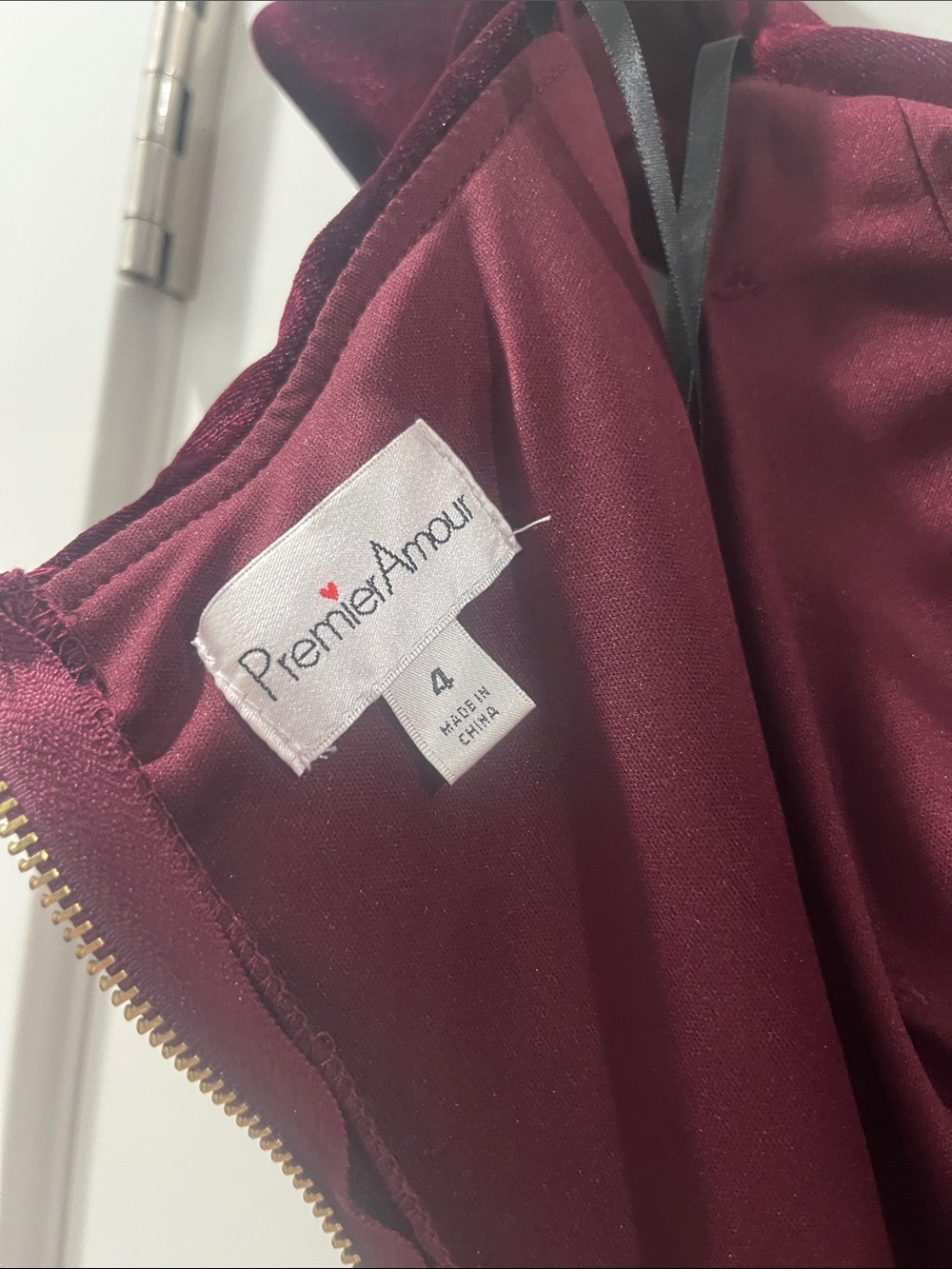 Premier Amour Size 4 Velvet Off the Shoulder Midi Dress Burgundy Worn Once - Picture 9 of 13